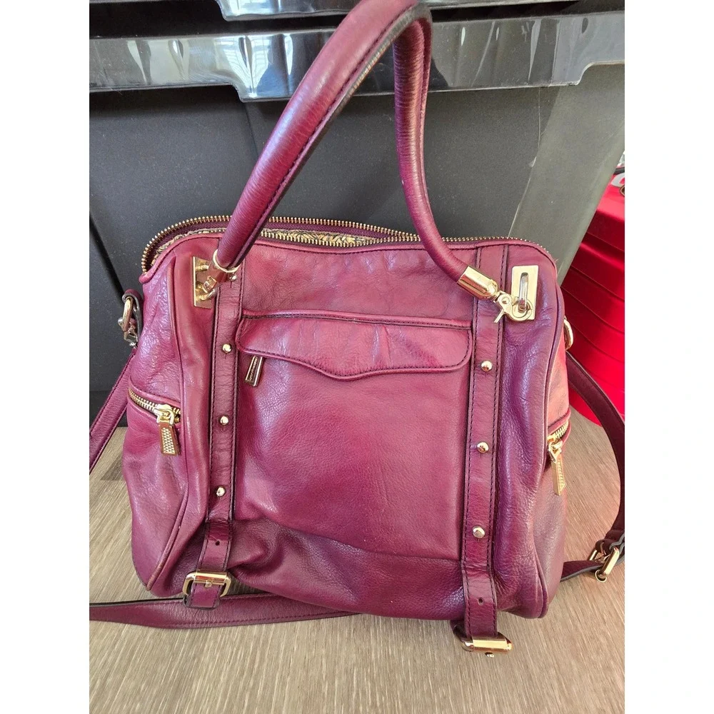 Rebecca Minkoff Burgundy Leather Satchel Shoulder Bag Gold‎ Hardware